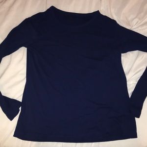 long sleeved blue shirt